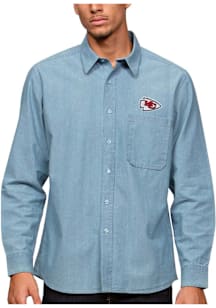 Antigua Kansas City Chiefs Mens Blue Original Chambray Long Sleeve Dress Shirt