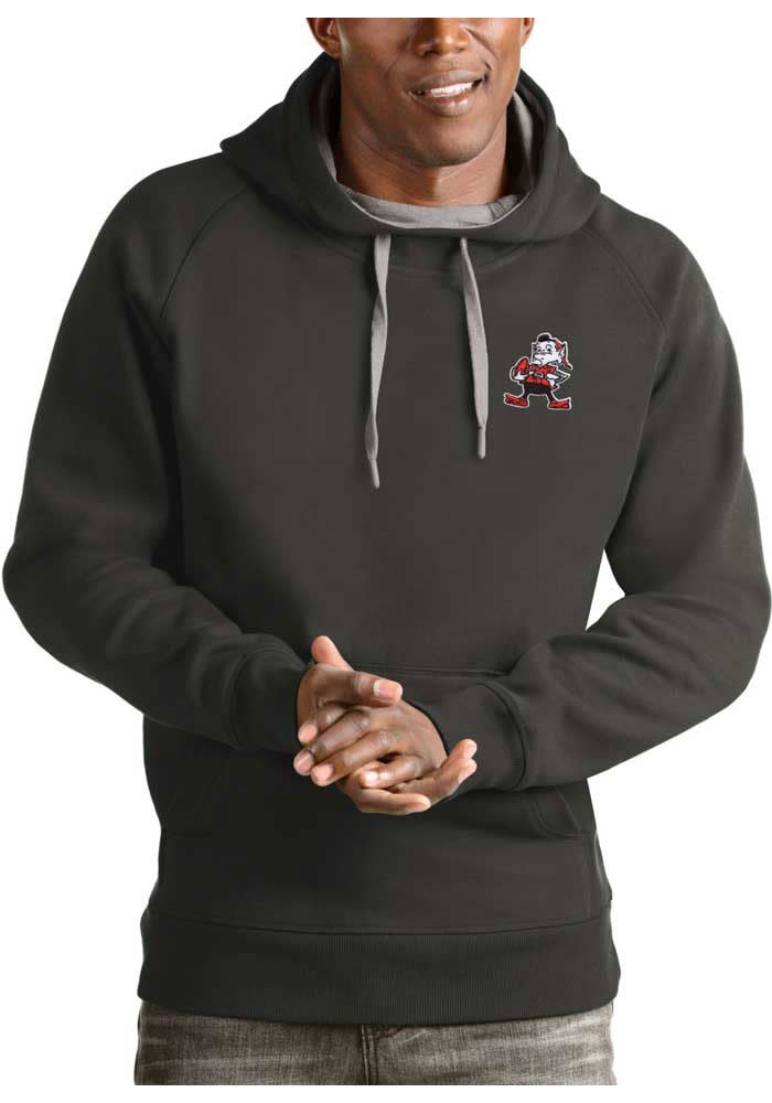 Men's Antigua Brown Cleveland Browns Logo Victory Pullover Hoodie Size: Medium