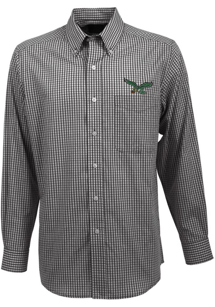 Antigua Apparel / Men's Philadelphia Eagles Structure Button Down Black  Dress Shirt