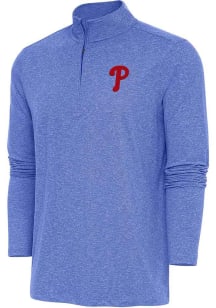 Antigua Philadelphia Phillies Mens Blue Hunk Long Sleeve 1/4 Zip Pullover
