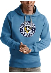 Antigua Pittsburgh Penguins Mens Light Blue Victory Long Sleeve Hoodie