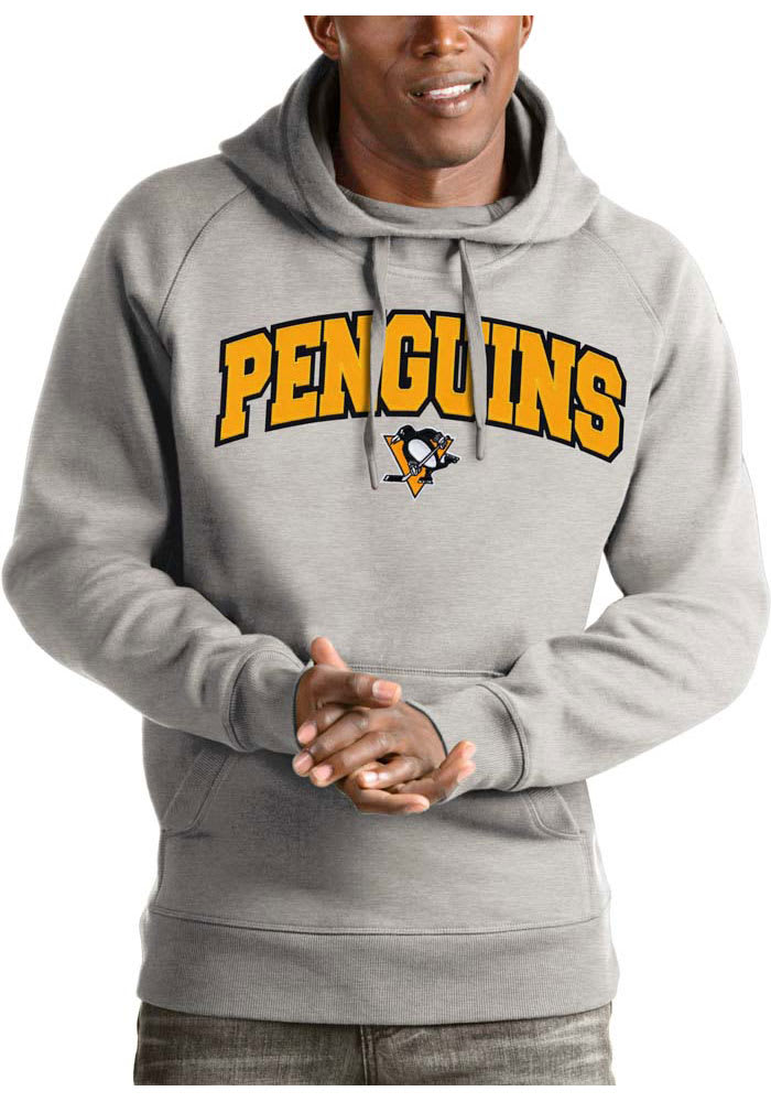 Antigua Pittsburgh Penguins Mens Grey Victory Long Sleeve Hoodie