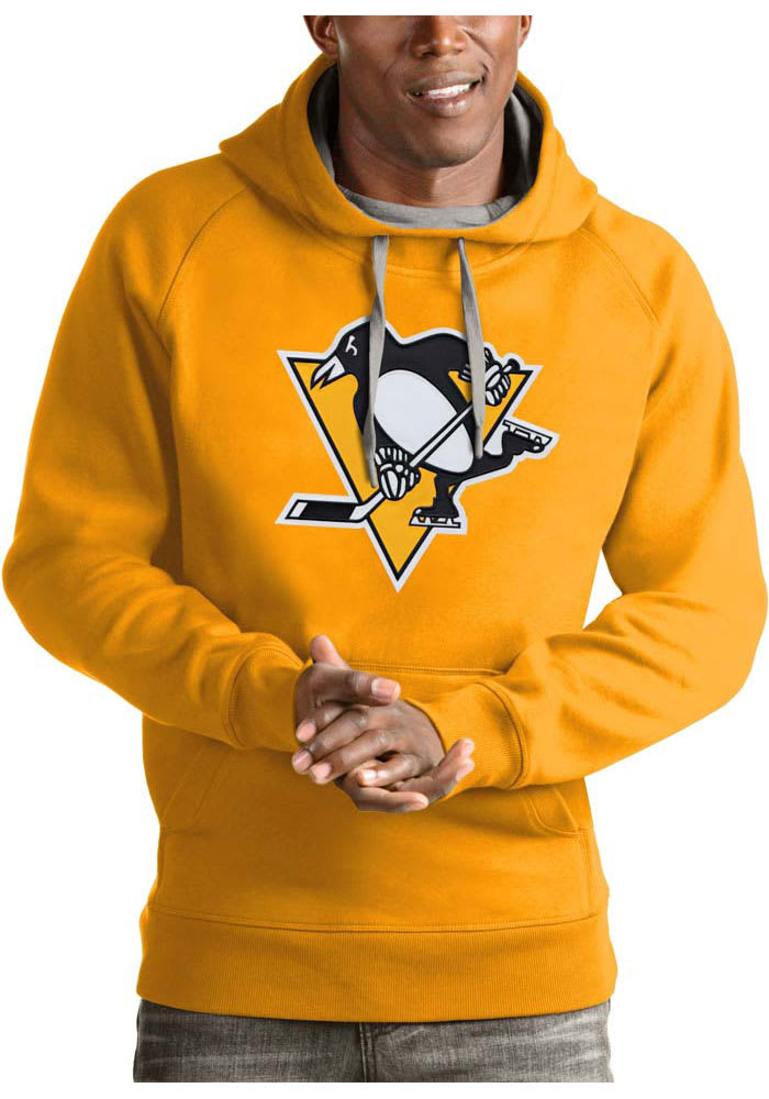 Antigua Pittsburgh Penguins Mens Gold Victory Long Sleeve Hoodie