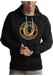 Antigua Chicago Blackhawks Mens Black Victory Long Sleeve Hoodie