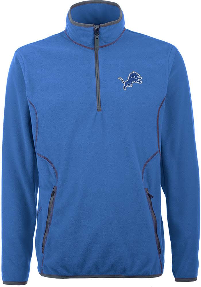 Antigua Detroit Lions Mens Blue Regime Long Sleeve 1/4 Zip Pullover