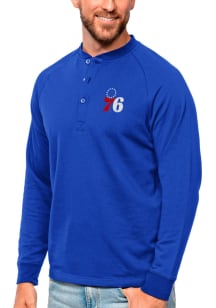 Antigua Philadelphia 76ers Blue Helix Long Sleeve T Shirt