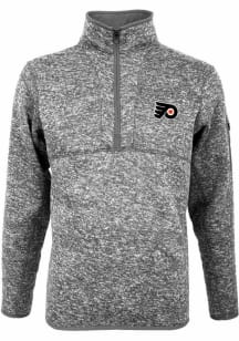 Antigua Philadelphia Flyers Mens Grey Fortune Long Sleeve Qtr Zip Pullover