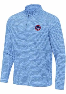 Antigua Chicago Cubs Mens Light Blue Determined Long Sleeve Qtr Zip Pullover