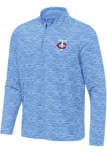 Antigua Minnesota Twins Mens Light Blue Determined Long Sleeve Qtr Zip Pullover