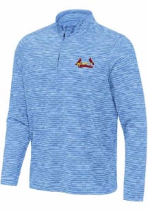 Antigua St Louis Cardinals Mens Light Blue Determined Long Sleeve Qtr Zip Pullover