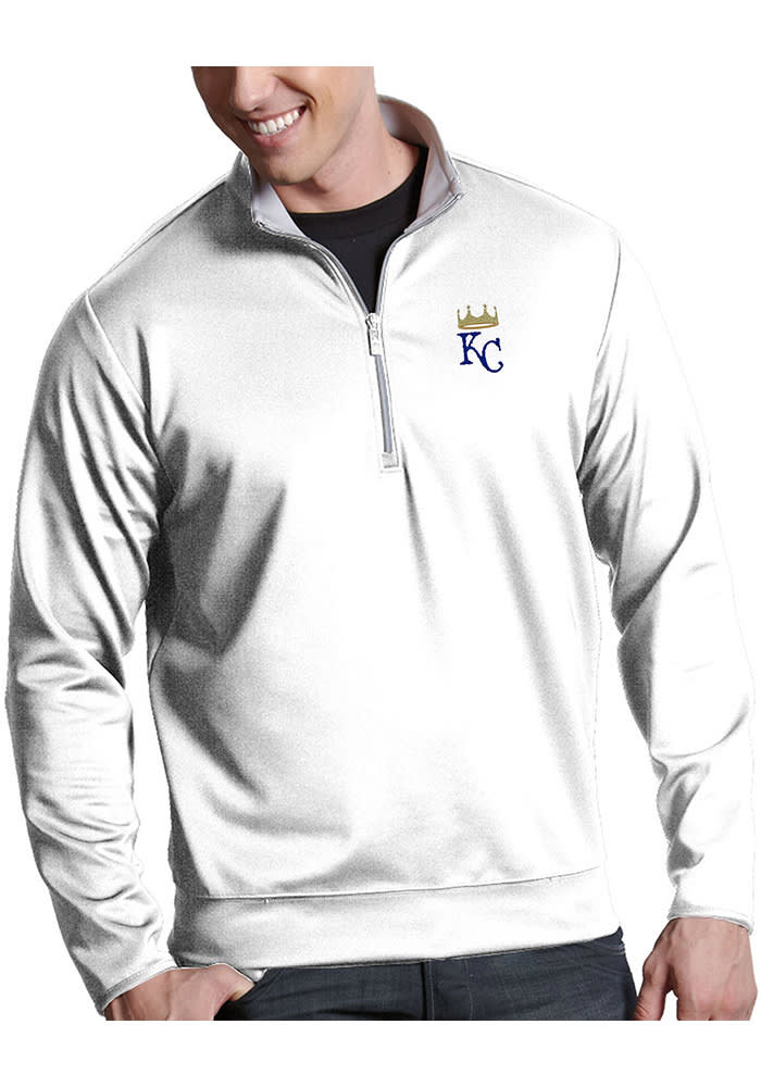 Antigua Kansas City Royals Mens White Leader Long Sleeve 1/4 Zip Pullover