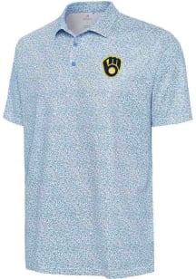 Antigua Milwaukee Brewers Mens White Field Ditsy Short Sleeve Polo