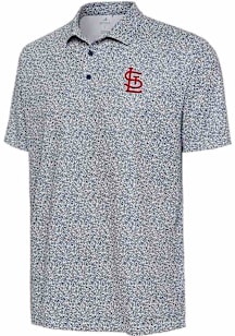 Antigua St Louis Cardinals Mens White Field Ditsy Short Sleeve Polo