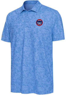 Antigua Chicago Cubs Mens Light Blue Lush Short Sleeve Polo