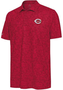Antigua Cincinnati Reds Mens Red Lush Short Sleeve Polo