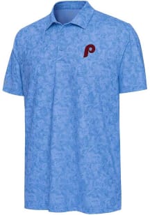 Antigua Philadelphia Phillies Mens Light Blue Lush Short Sleeve Polo