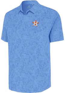 Antigua Houston Astros Mens Light Blue Lush Short Sleeve Dress Shirt