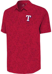Antigua Texas Rangers Mens Red Lush Short Sleeve Dress Shirt