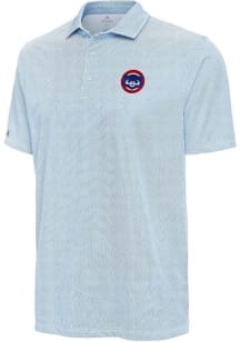 Antigua Chicago Cubs Mens Light Blue Pave Short Sleeve Polo