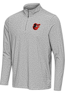 Antigua Baltimore Orioles Mens Black Pave Long Sleeve Qtr Zip Pullover