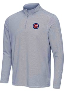 Antigua Chicago Cubs Mens Navy Blue Pave Long Sleeve Qtr Zip Pullover