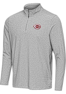 Antigua Cincinnati Reds Mens Black Pave Long Sleeve Qtr Zip Pullover