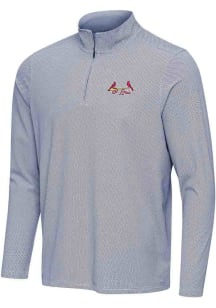 Antigua St Louis Cardinals Mens Navy Blue Pave Long Sleeve Qtr Zip Pullover