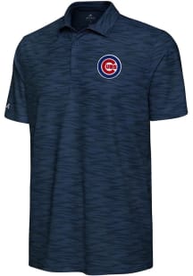 Antigua Chicago Cubs Mens Navy Blue Swell Short Sleeve Polo