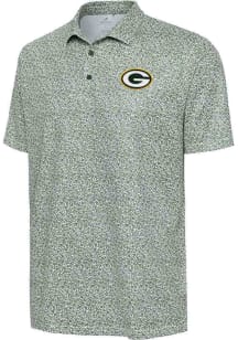Antigua Green Bay Packers Mens Green Field Ditsy Short Sleeve Polo