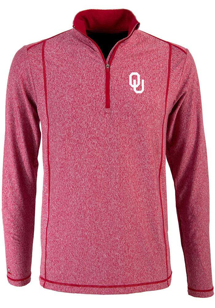 Antigua Oklahoma Sooners Mens Crimson Tempo Long Sleeve 1/4 Zip Pullover