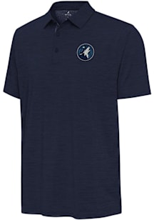 Antigua Minnesota Timberwolves Mens Navy Blue Hidden Blooming Short Sleeve Polo