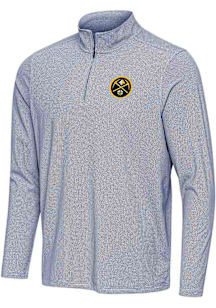 Antigua Denver Nuggets Mens Navy Blue Pave Long Sleeve Qtr Zip Pullover