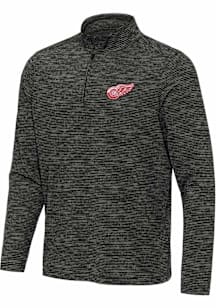 Antigua Detroit Red Wings Mens Black Determined Long Sleeve Qtr Zip Pullover