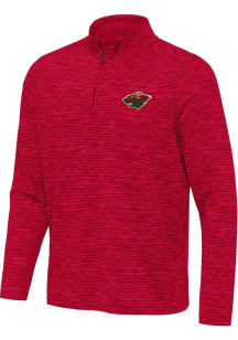 Antigua Minnesota Wild Mens Green Determined Long Sleeve Qtr Zip Pullover