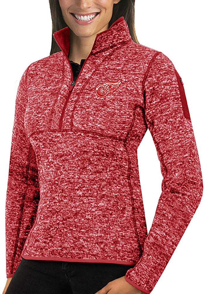 Antigua Detroit Red Wings Womens Red Fortune 1/4 Zip Pullover