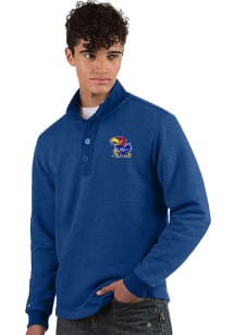 Antigua Kansas Jayhawks Mens Blue Pivotal Long Sleeve Sweater