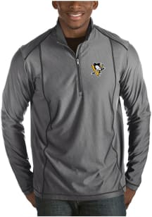 Antigua Pittsburgh Penguins Mens Grey Tempo Long Sleeve 1/4 Zip Pullover