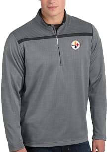 Antigua Pittsburgh Steelers Mens Grey Cryptic Long Sleeve 1/4 Zip Pullover