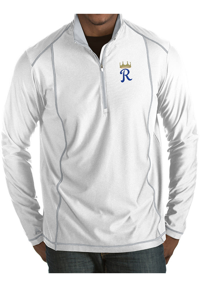 Antigua Kansas City Royals Mens White Tempo Long Sleeve 1/4 Zip Pullover