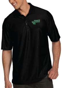 Antigua North Texas Mean Green Mens Black Illusion Short Sleeve Polo