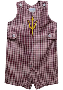 Vive La Fete Arizona State Sun Devils Toddler Maroon Gingham Overalls