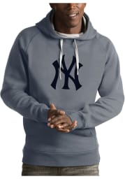 Antigua New York Yankees Mens Grey Victory Long Sleeve Hoodie