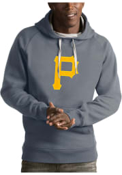 Antigua Pittsburgh Pirates Mens Grey Victory Long Sleeve Hoodie