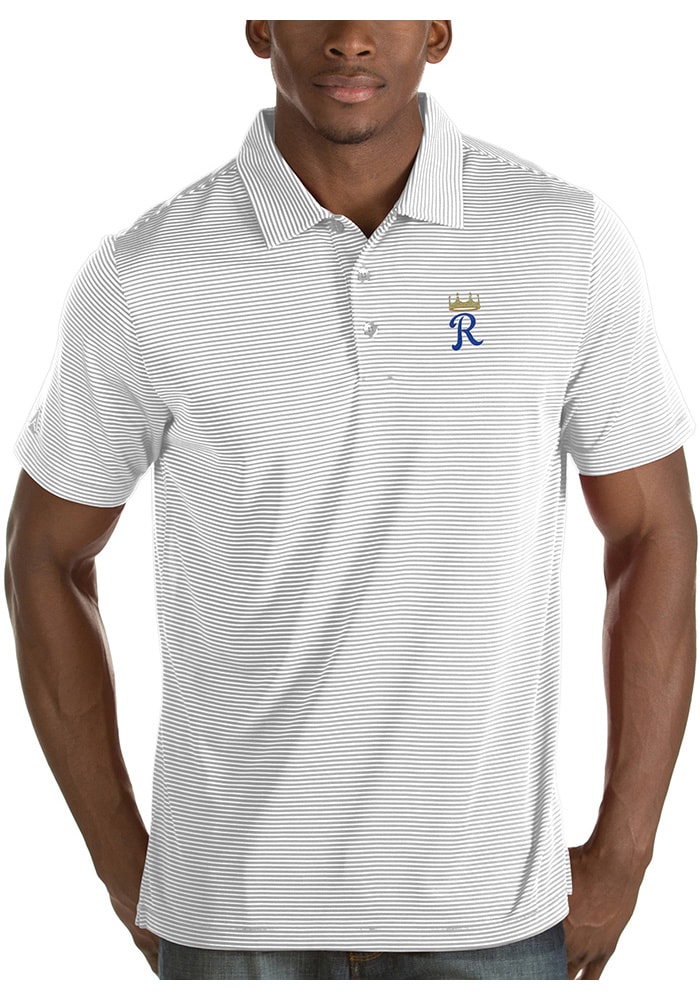 Antigua Kansas City Royals Mens Blue Quest Short Sleeve Polo