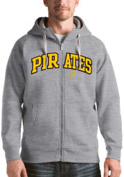Antigua Pittsburgh Pirates Mens Grey Victory Long Sleeve Full Zip Jacket