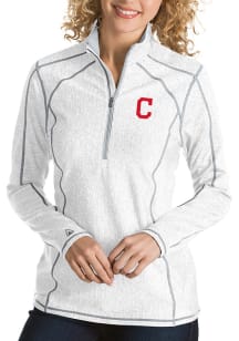 Antigua Cleveland Indians Womens White Tempo 1/4 Zip Pullover