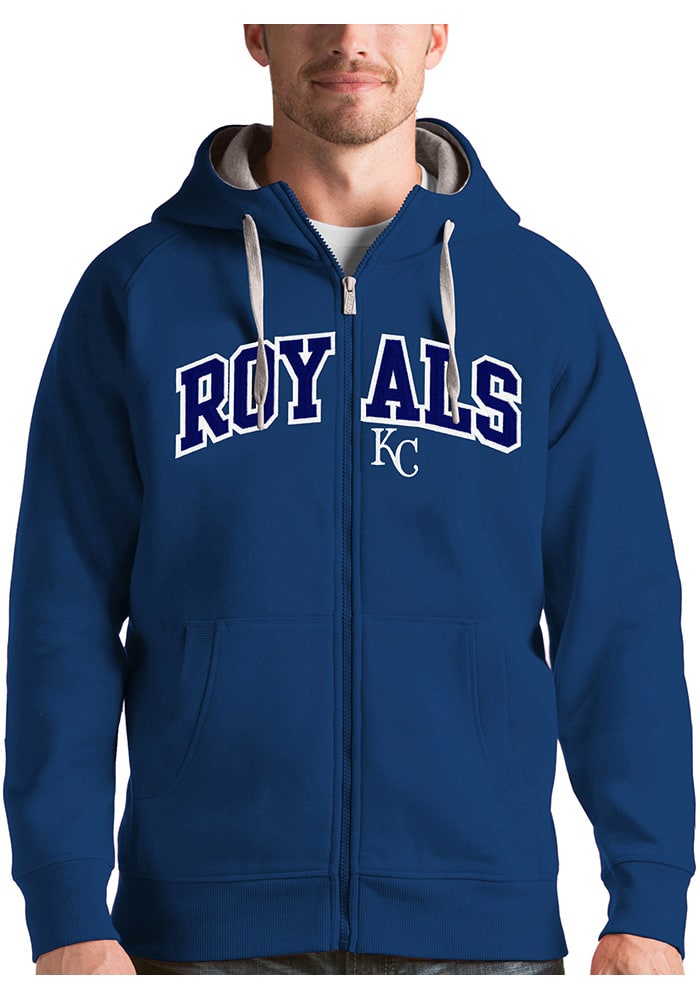 Antigua Kansas City Royals Mens Blue Victory Long Sleeve Full Zip Jacket