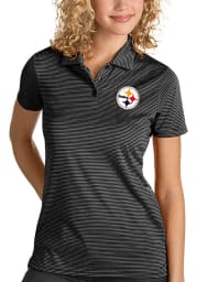 Antigua Pittsburgh Steelers Womens Black Quest Short Sleeve Polo Shirt