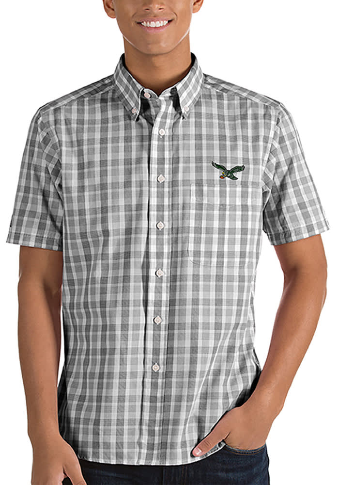 Antigua Apparel / Men's Philadelphia Eagles Structure Button Down Black  Dress Shirt