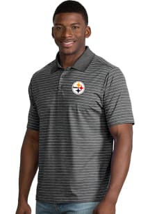 Antigua Pittsburgh Steelers Mens Black Aerial Short Sleeve Polo